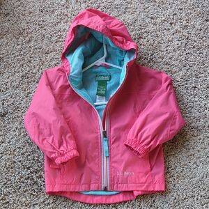 L.L. Bean Hot Pink Hooded Rain Jacket with Teal Lining